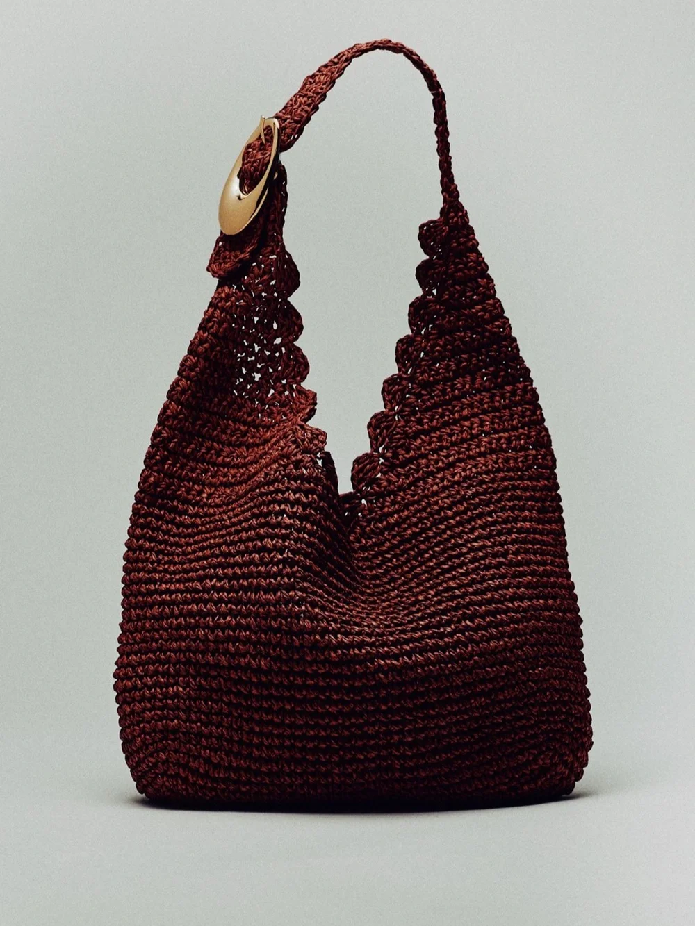 Anthropologie  Raffia Buckle Slouchy Bag